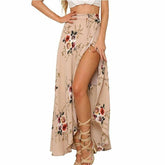 New Summer Hight Waist Maxi Skirt Ladies Fashion Pleated Beach Long Casual Boho Floral Skirt Sundress